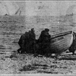 The capsized rescue boat.