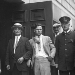 James Mitchell at court. He was shocked at the amount of people in front of the court house, who came to see him convicted. James Mitchell at court.