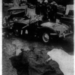 This is the accident scene from July 25, 1965 in which Dennis and Stephen died (covered bodies in the lower part of the screen). Note the broken window in the station wagon: possibly where Shirley's daughter was injured. Vehicle wreck on Lomita in Harbor City