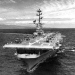 The USS Valley Forge, the ship on which Dennis and Stephen were stationed. The ship was in Vietnam during the war. Dennis flew in the helicopters. The USS Valley Forge