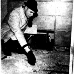 Investigators at the People's National Bank in Seattle, looking for clues at the blast site. They found none. Investigators at the blast site.