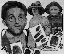 Newspaper photos showing a new police technique: fingerprints